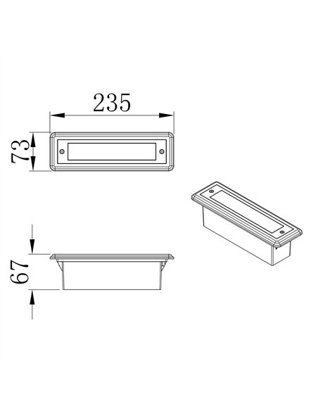 Malta recessed wall light - Iberlamp - Linear aluminium design, anthracite
