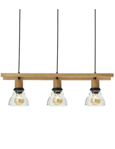 Galywood pendant lamp - IDP Lampshades - Linear wood and glass lamp