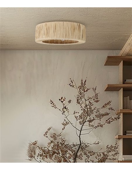 Gareth ceiling light - IDP Lampshades - Boho chic raffia lamp