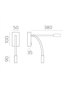 Aplique de pared LED de metal con flexo para lectura en 2 colores 3200K – Cio – ACB Iluminación