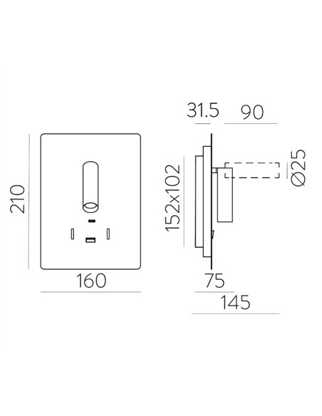 Manat wall light - ACB - LED reading lamp, dual light emission