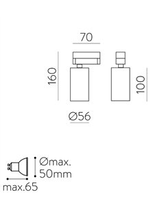 Zoom track spotlight - ACB - Adjustable LED ceiling spotlight in black and white