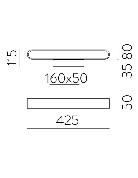 Gala wall light - ACB - LED, White or black lamp, 43 cm