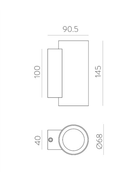 Nox outdoor wall lamp - ACB - Cylindrical LED wall light with bidirectional lighting