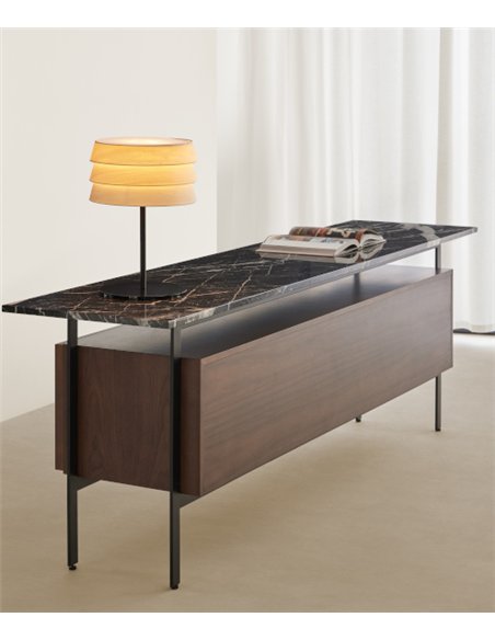 Chicago sideboard - Punt Mobles - Floating design in wood, steel and Marquina marble