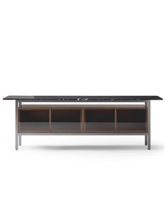 Chicago sideboard - Punt Mobles - Floating design in wood, steel and Marquina marble 2