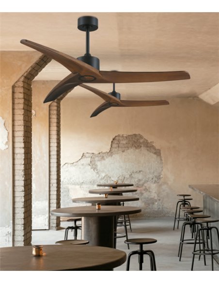 Cancún outdoor ceiling fan without light - AJP - IP44 ceiling fan with natural wood blades, breeze mode and 6 speeds