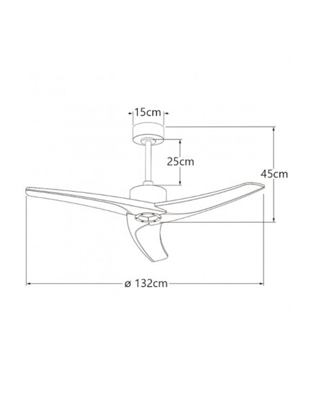 Cancún outdoor ceiling fan without light - AJP - IP44 ceiling fan with natural wood blades, breeze mode and 6 speeds