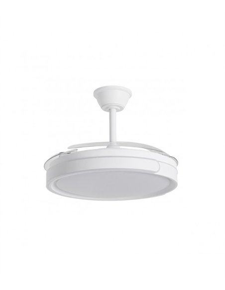 Samaná ceiling fan with light - AJP - White ceiling fan with retractable blades, dimmable light and breeze mode