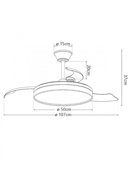 Samaná ceiling fan with light - AJP - White ceiling fan with retractable blades, dimmable light and breeze mode