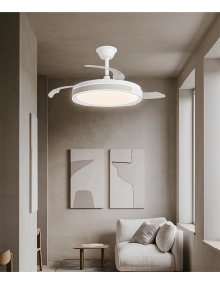 Samaná ceiling fan with light - AJP - Beige finish ceiling fan with retractable blades and remote control