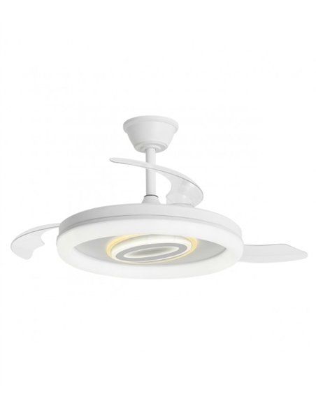 Bribón ceiling fan with light - AJP - White ceiling fan with decorative diffuser, retractable blades and breeze mode