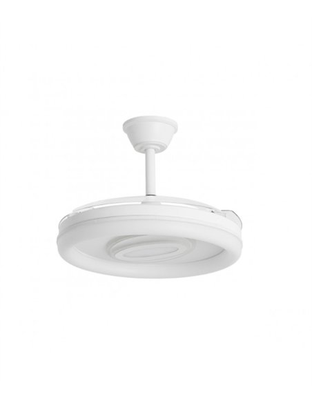 Bribón ceiling fan with light - AJP - White ceiling fan with decorative diffuser, retractable blades and breeze mode