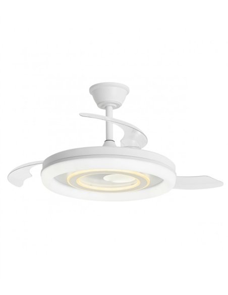 Bribón Dibujo 2 ceiling fan with light - AJP - White ceiling fan with dimmable light, retractable blades and decorative diffuser
