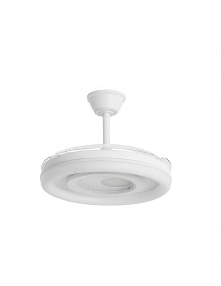 Bribón Dibujo 2 ceiling fan with light - AJP - White ceiling fan with dimmable light, retractable blades and decorative diffuser