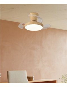Cabrio ceiling fan with light - AJP - Wood finish ceiling fan with retractable blades and remote control