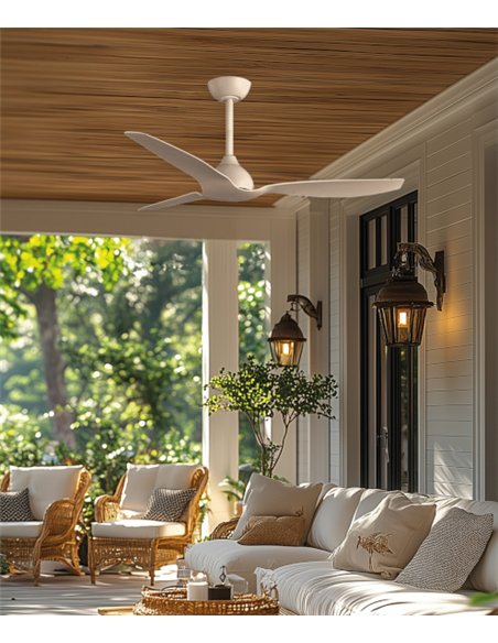 Duero outdoor ceiling fan without light - ALG - White outdoor ceiling fan with remote control and 6 speeds