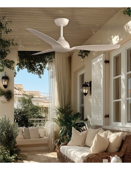 Duero outdoor ceiling fan without light - ALG - White outdoor ceiling fan with remote control and 6 speeds
