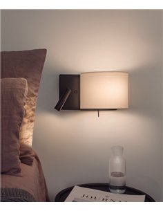Rum wall light - Luxcambra - Lamp with reader, Cotton shade