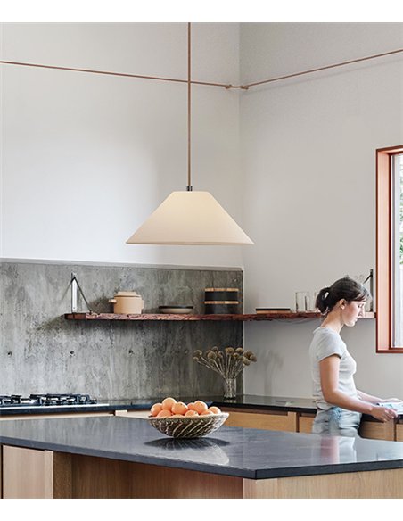 Clasica pendant light - Luxcambra - White parchment lampshade, ambient light