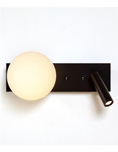 Glos Slim wall light - Luxcambra - Ball lamp with black reader
