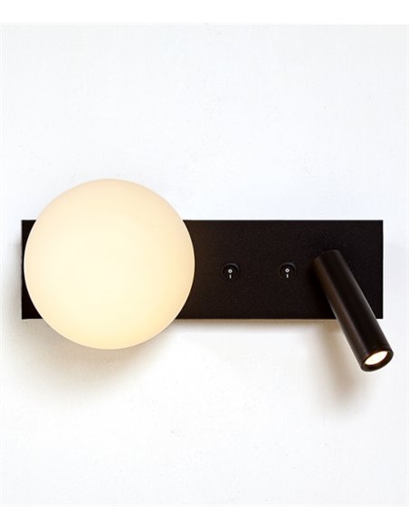 Glos Slim wall light - Luxcambra - Ball lamp with black reader