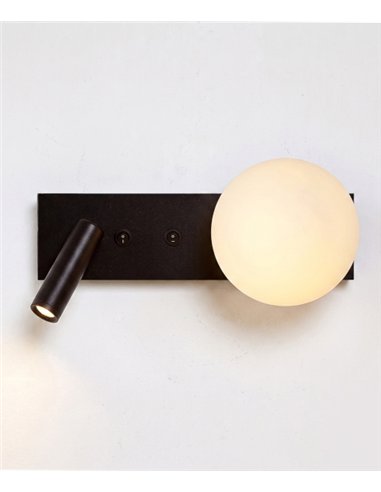 Glos Slim wall light - Luxcambra - Ball lamp with black reader