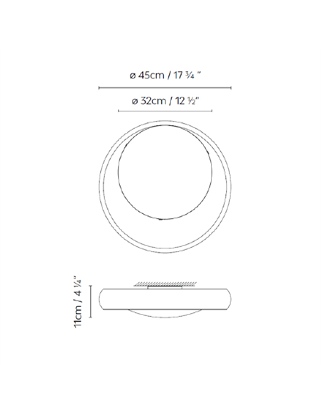 Ring C45 ceiling light - B.lux - Circular design with glass diffuser and uniform light