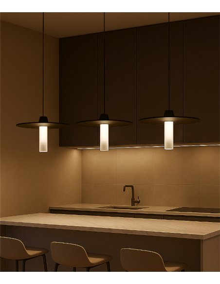 Beira S450 pendant light - B.lux - Decorative design with cylindrical glass and circular shade