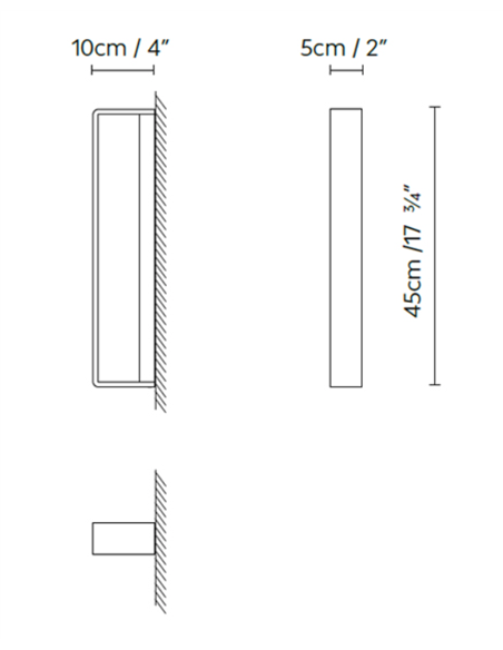 Myn W outdoor wall light - B.lux - Minimalist vertical design with diffused LED light for façades