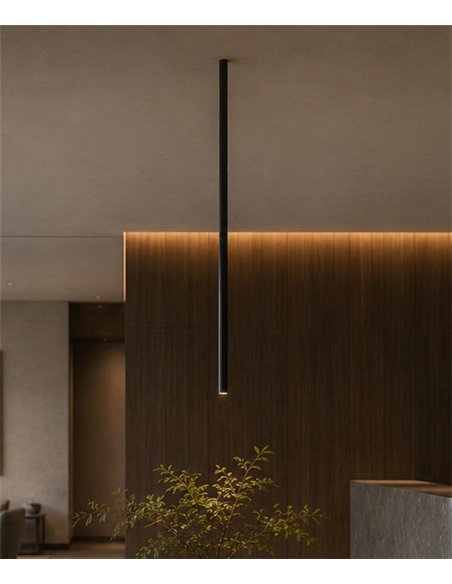 Solid C ceiling light - B.lux - Industrial-style vertical tubular design with darklight optics