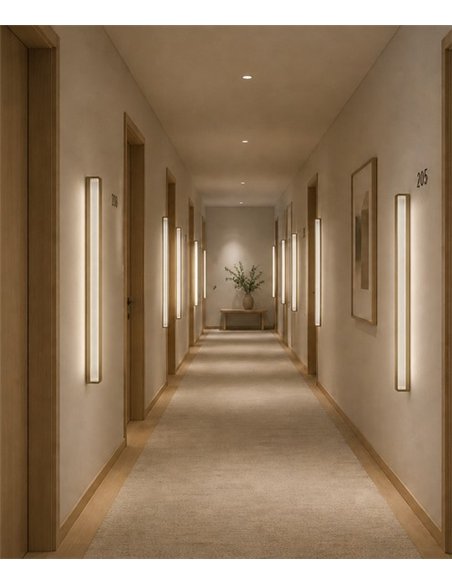 Myn W Glass wall light - B.lux - Vertical design with fluted glass and diffused LED light