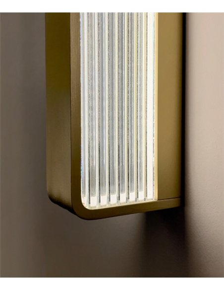 Myn W Glass wall light - B.lux - Vertical design with fluted glass and diffused LED light