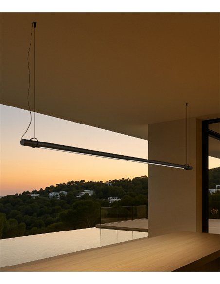 Solid Outdoor SH outdoor pendant light - B.lux - Linear tubular pendant with darklight optics for terraces and porches
