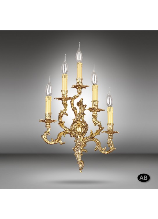 Aplique de Pared Clásico de Latón 5 Luces 2 Acabados - Riperlamp