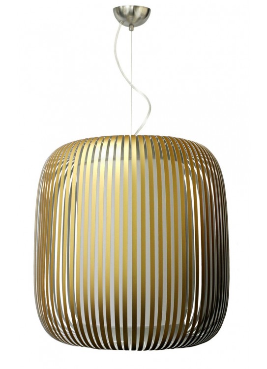 Lámpara colgante con pantalla de tiras de material montblanc en dos